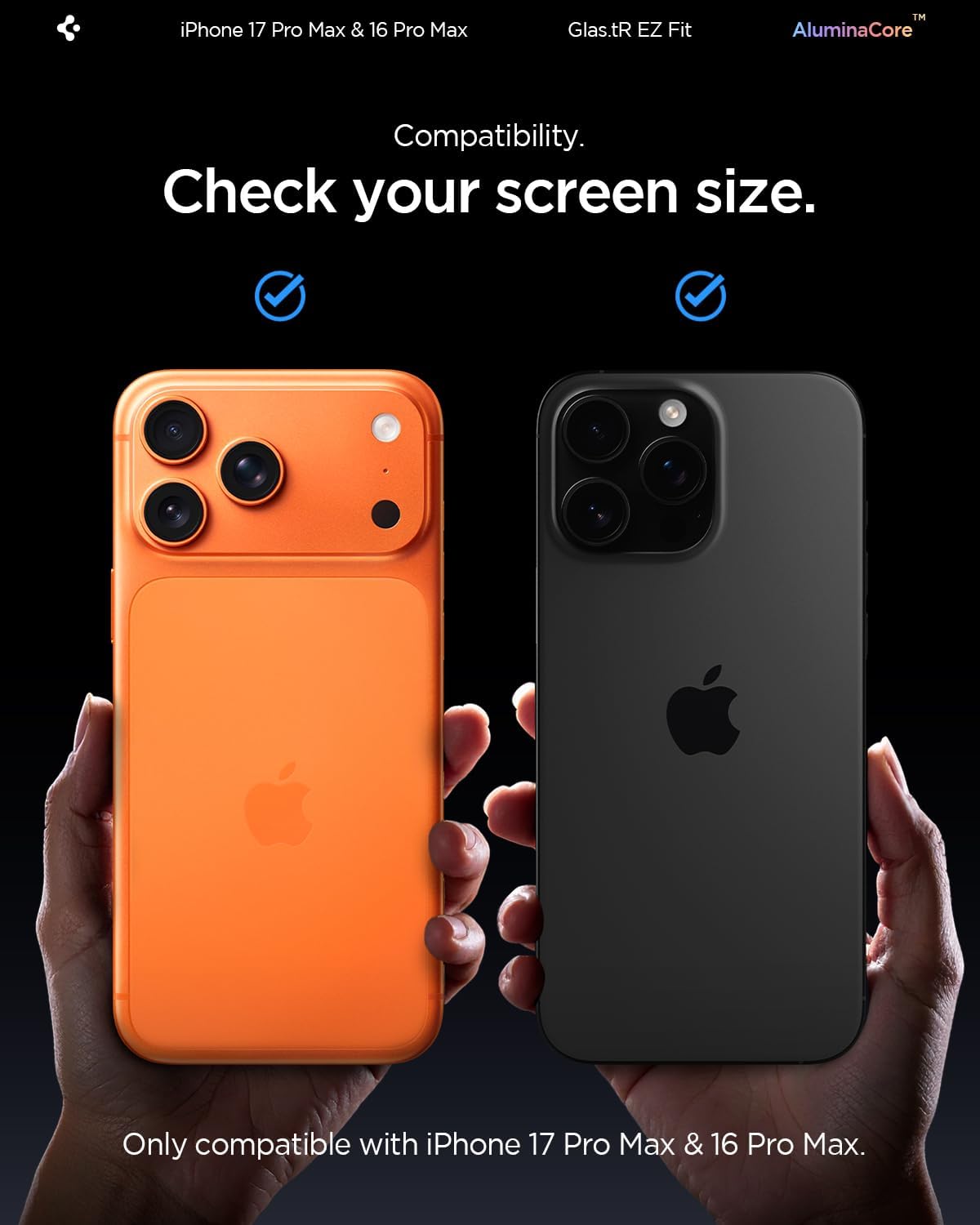 Spigen Glas.tR EZ Fit Screenprotector compatibel met iPhone 17 Pro/17, iPhone 16 Pro, 2 stuks, met sjabloon voor installatie, Case friendly, 9H Gehard Glas