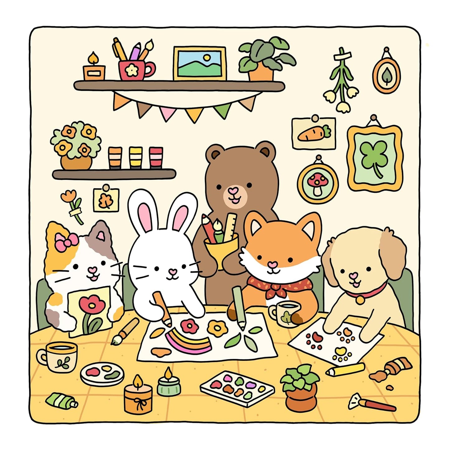 Fuzzy Hygge: Cute and Cozy Coloring Book for Adults & Teens Featuring Adorable Animals Characters for Stress Relief