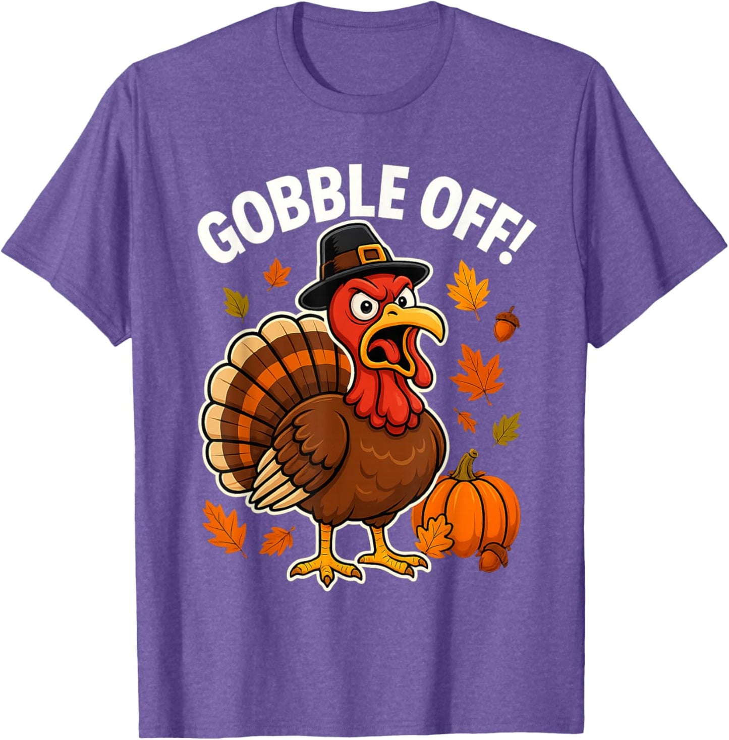 Gobble Off Angry Turkey Shirt Funny Thanksgiving Cartoon Tee T-Shirt