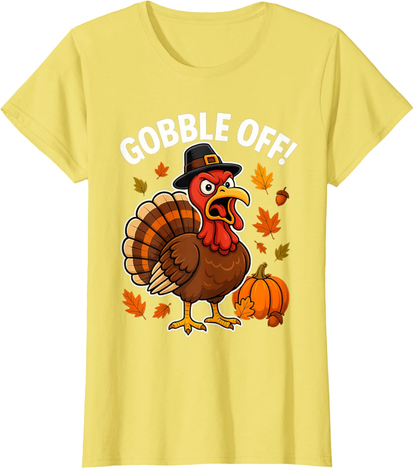 Gobble Off Angry Turkey Shirt Funny Thanksgiving Cartoon Tee T-Shirt