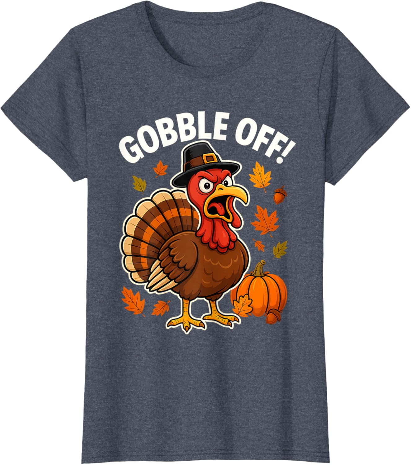 Gobble Off Angry Turkey Shirt Funny Thanksgiving Cartoon Tee T-Shirt