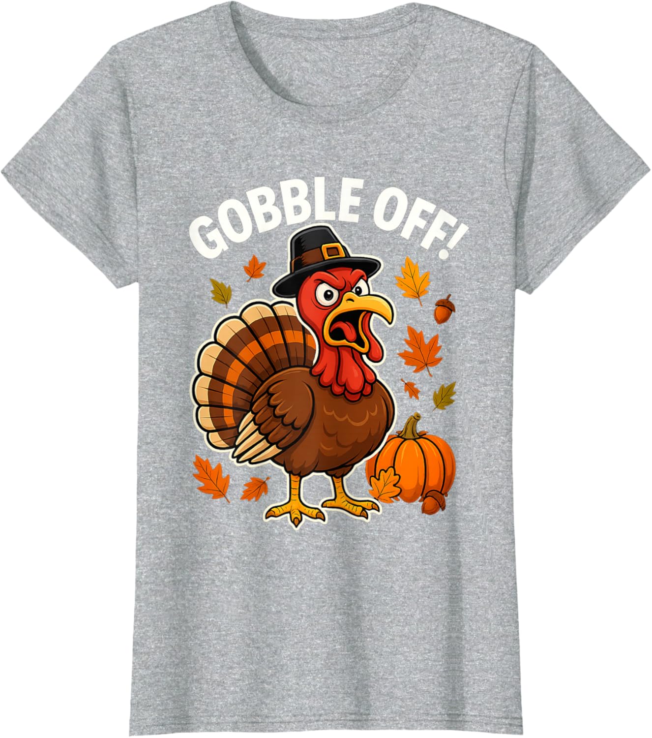 Gobble Off Angry Turkey Shirt Funny Thanksgiving Cartoon Tee T-Shirt