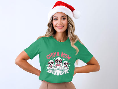 GHOUL MOM Cute Santa Hat Holiday Theme Graphic T-Shirt