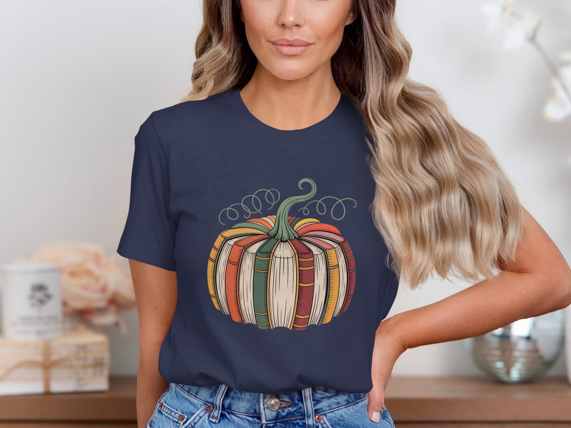 Whimsical Striped Pumpkin Graphic Tee product