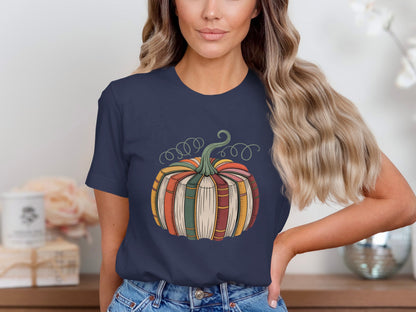 Whimsical Striped Pumpkin Graphic Tee product