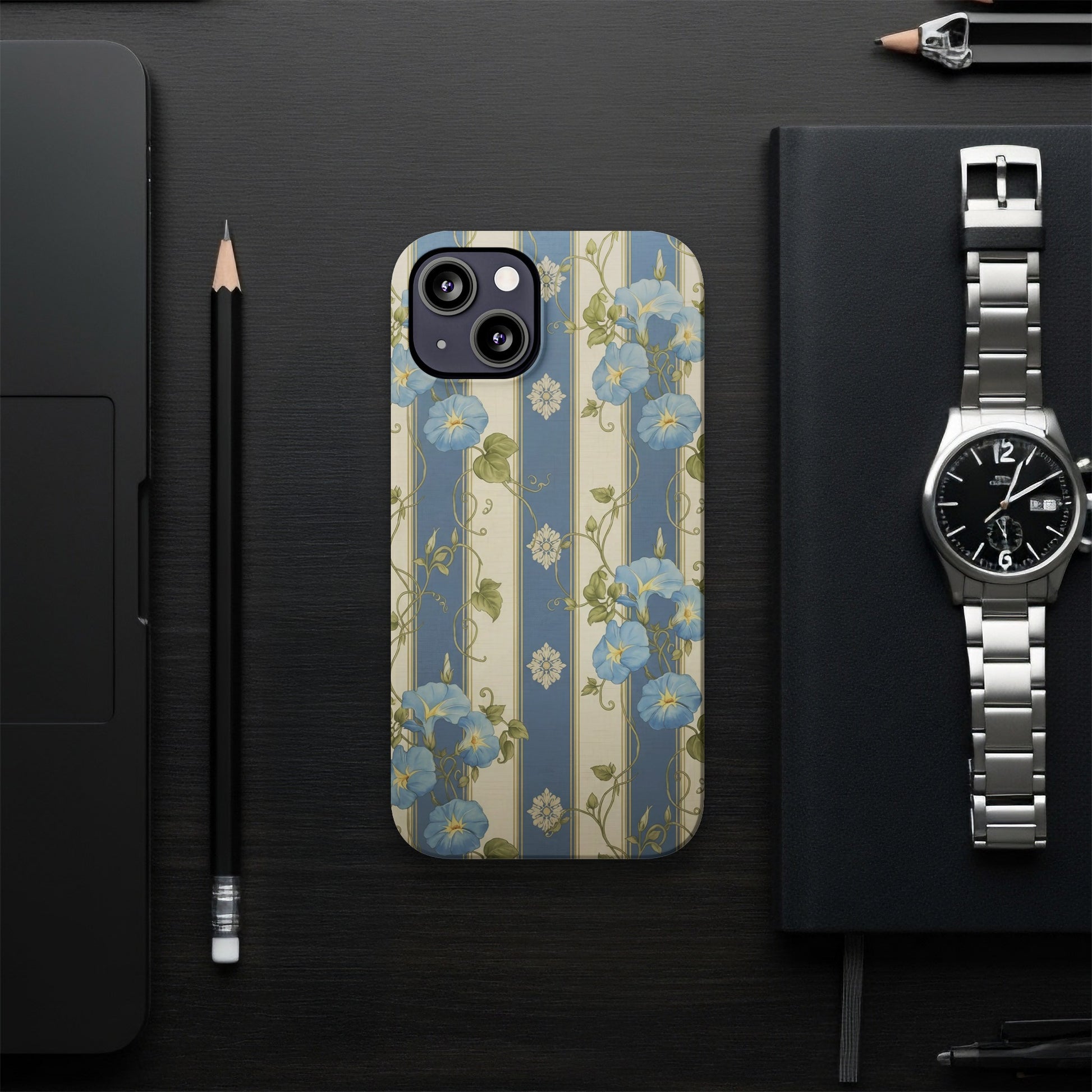 Blue Floral Patterned Phone Case product