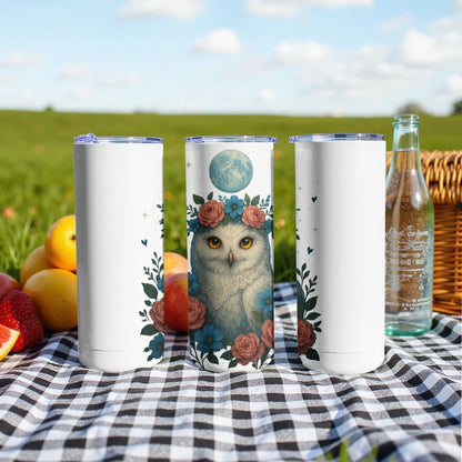 Owl Artwork with Floral and Moon Design Tumbler product