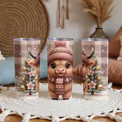 Festive Highland Cow Christmas Tumbler Custom product