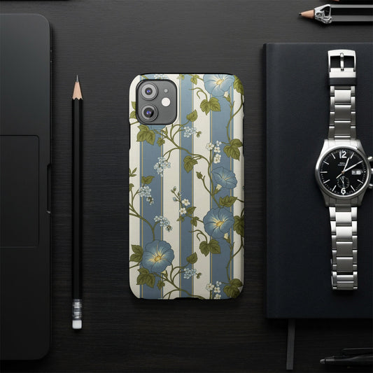 Vintage Blue Floral Striped Design Phone Case product