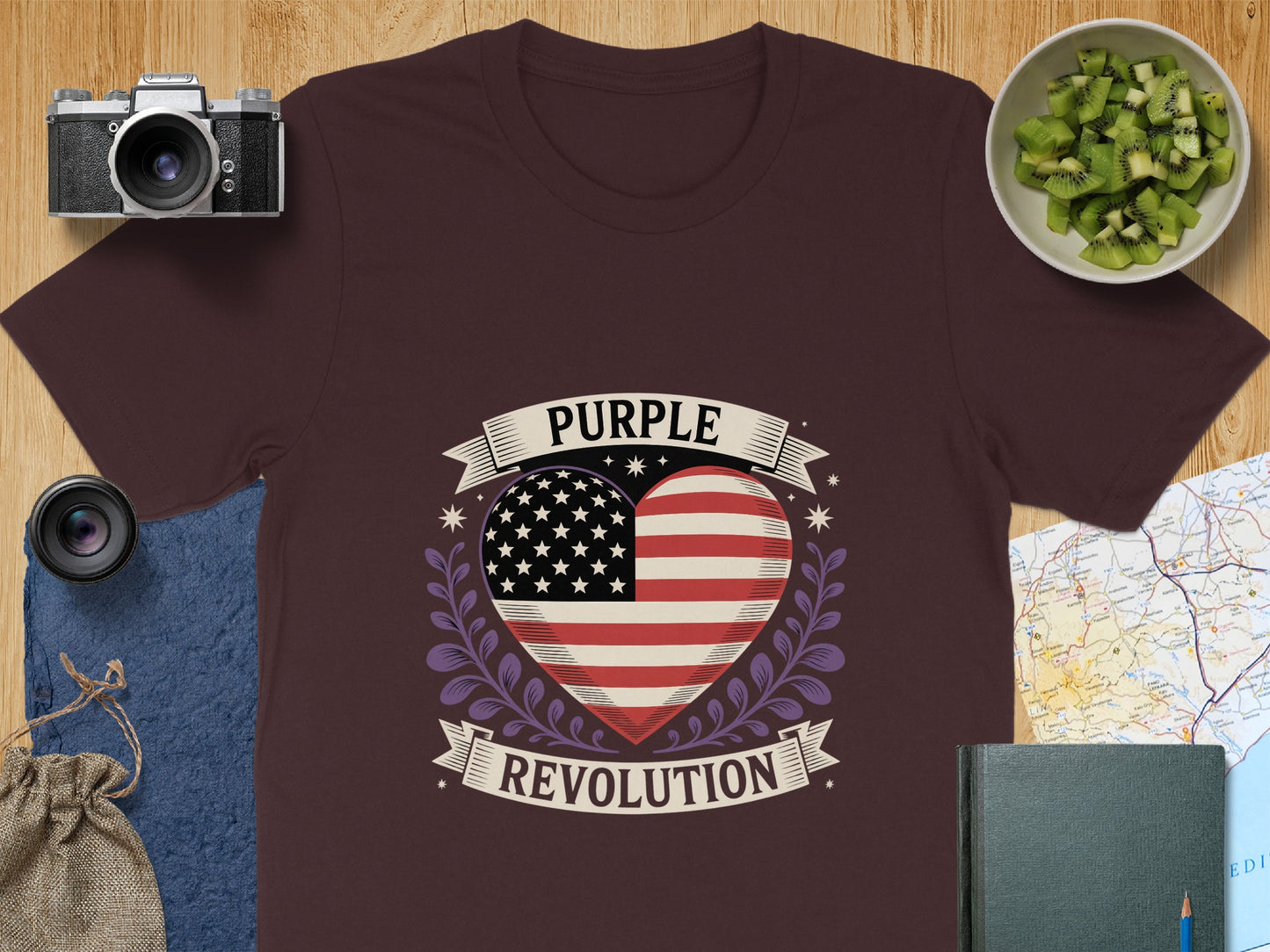 Purple Revolution Heart Design T-shirt product type