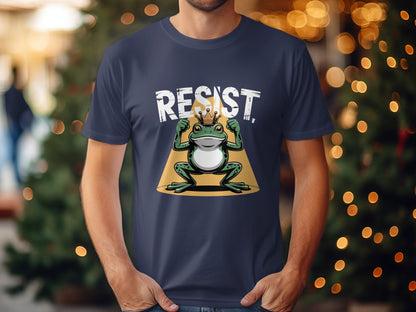 Resist Crowned Frog Graphic Navy Blue T-Shirt product