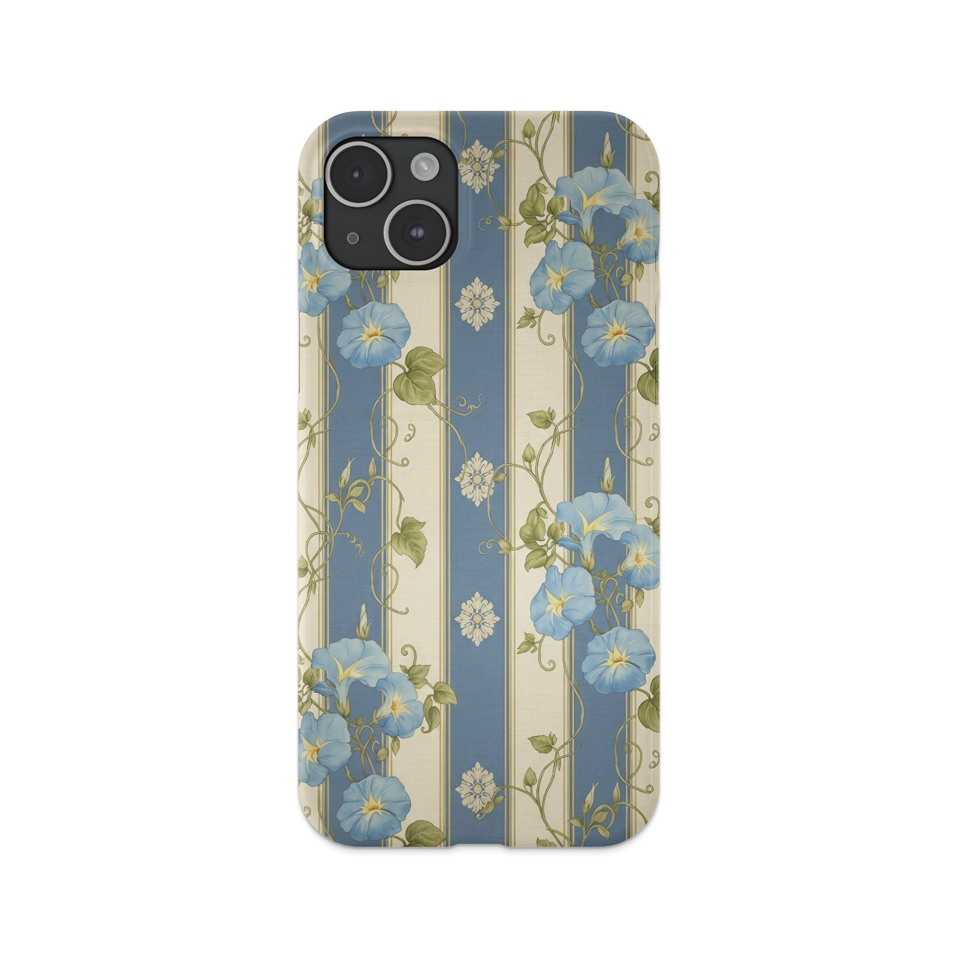Elegant Blue Floral Striped Pattern on Phone Case product type