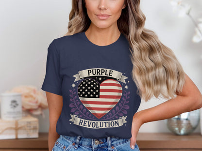 Purple Revolution Heart American Flag T-Shirt product