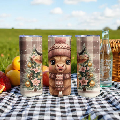 Adorable Winter Highland Cow Themed Tumbler product