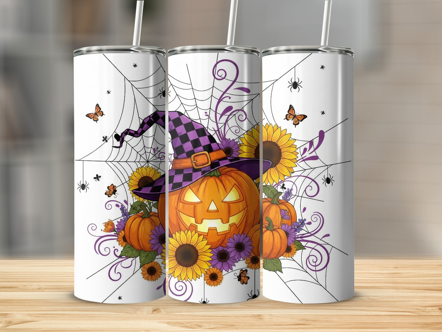 Halloween Pumpkin and Sunflowers Tumbler product