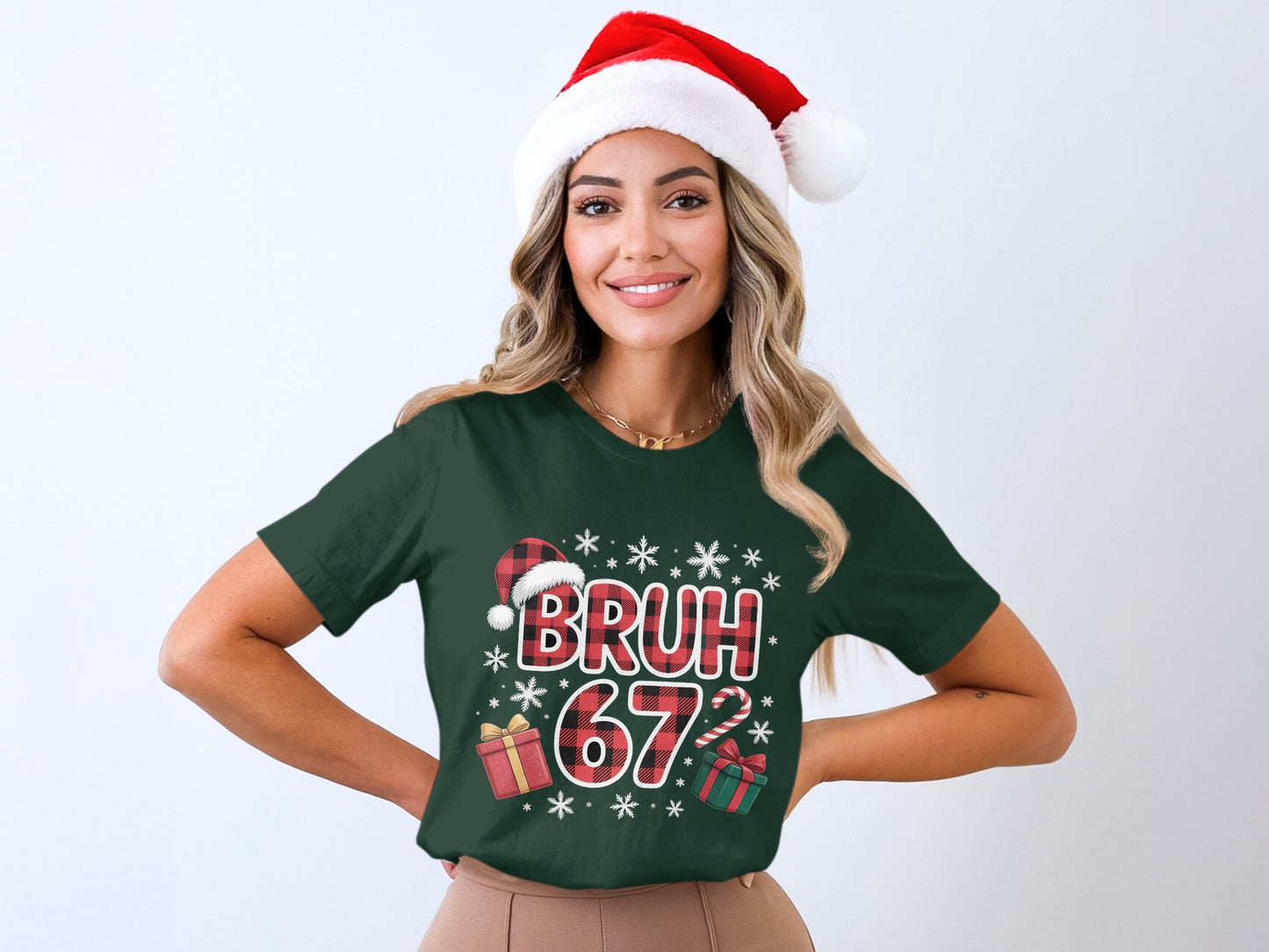 Festive Bruh 67 Christmas Design Graphic T-Shirt Product