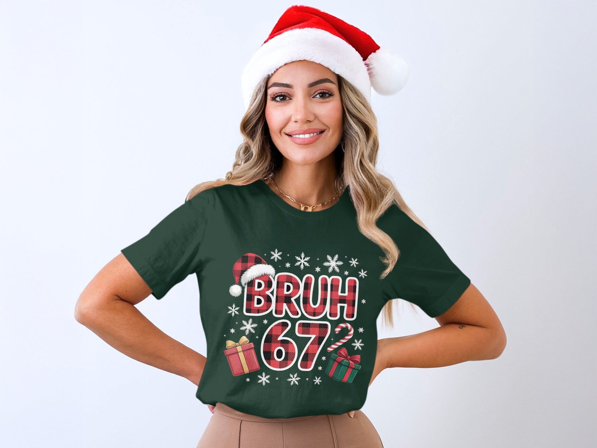 Festive Bruh 67 Christmas Design Graphic T-Shirt Product