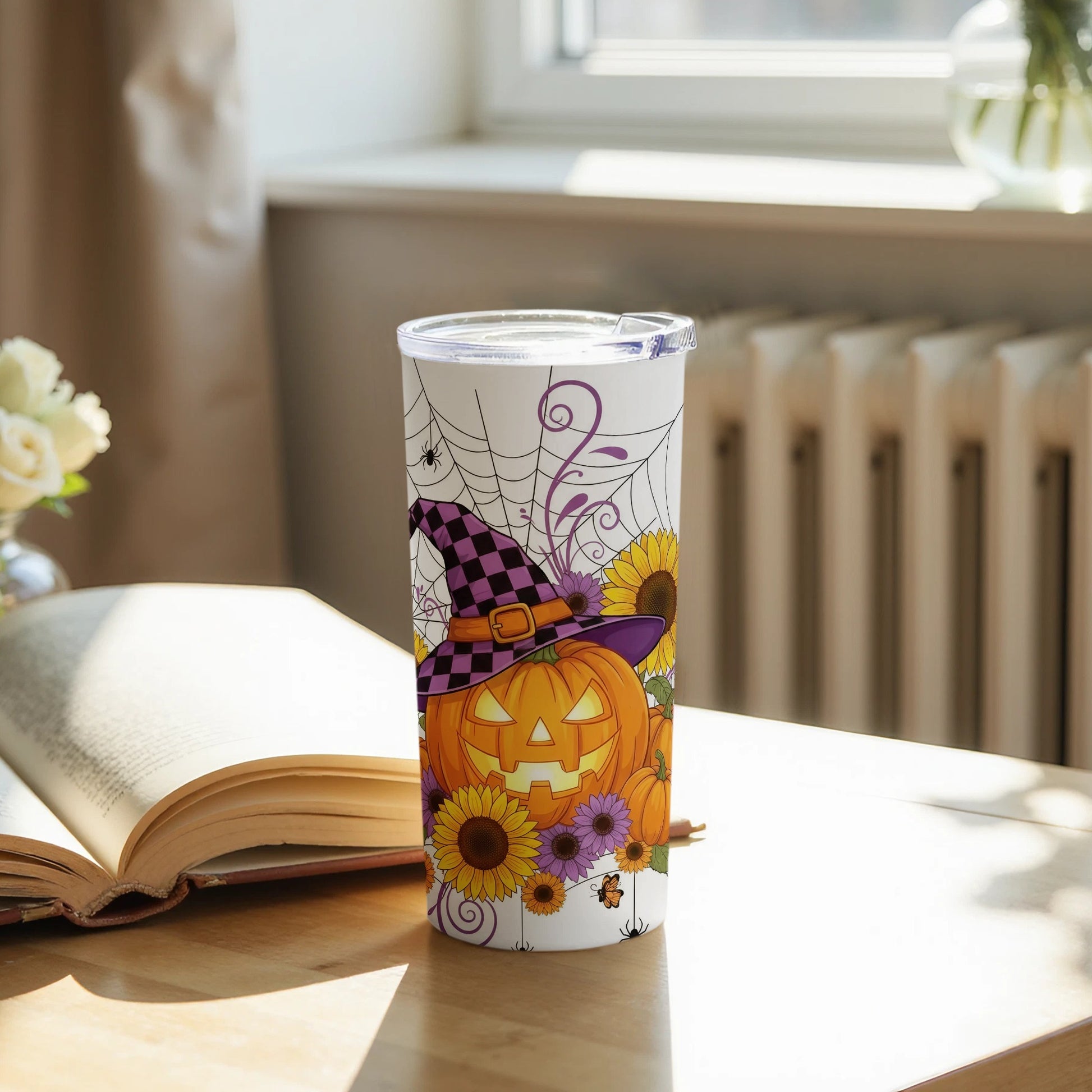 Halloween Pumpkin and Sunflowers Design Tumbler product