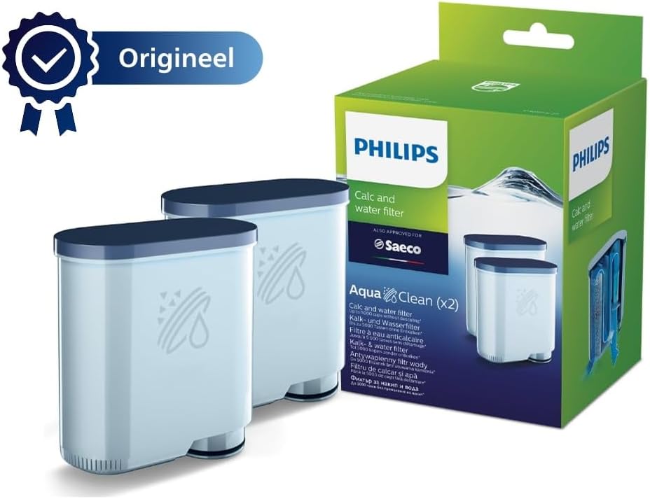 Philips AquaClean kalk- en waterfilter voor espressomachines - voor koffie van hoge kwaliteit en intense smaak, verlengt de levensduur van de machine, Twin pack (CA6903/22)