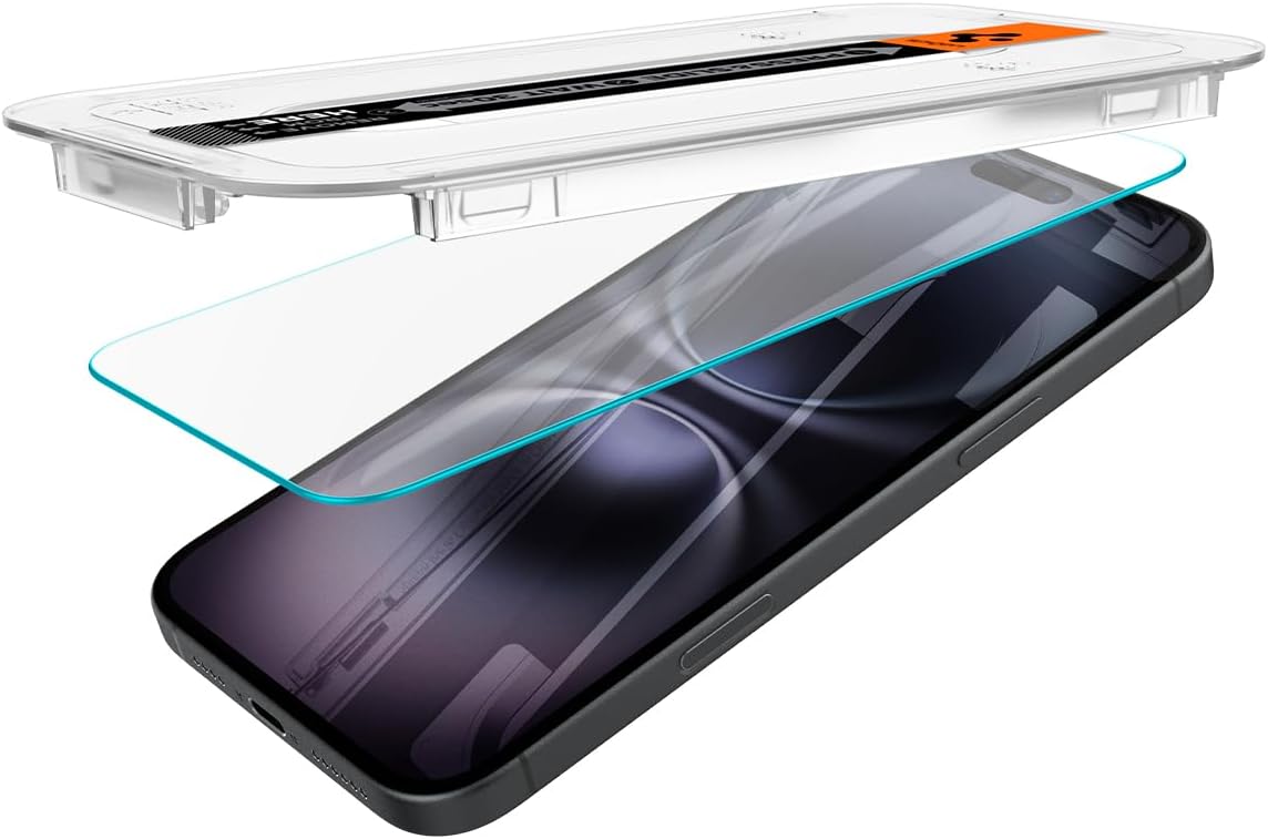 Spigen Glas.tR EZ Fit Screenprotector compatibel met iPhone 17 Pro/17, iPhone 16 Pro, 2 stuks, met sjabloon voor installatie, Case friendly, 9H Gehard Glas