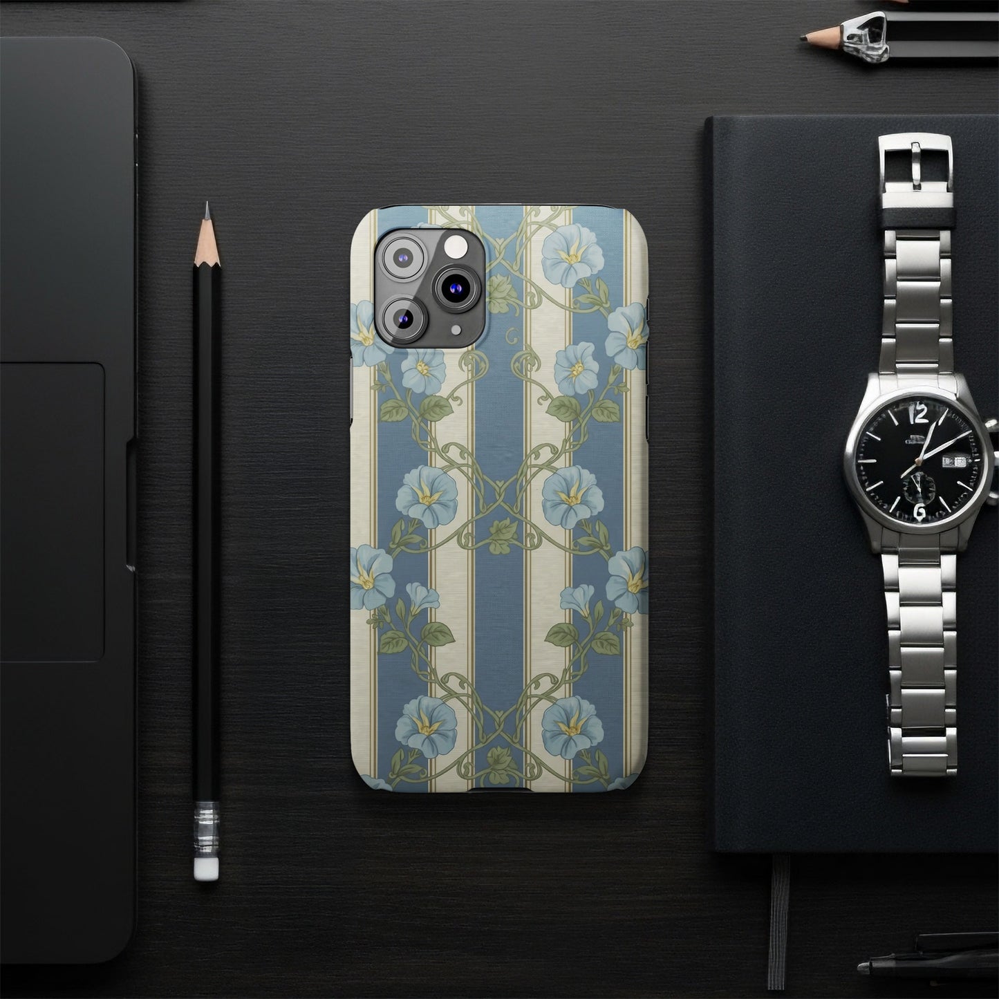 Floral Patterned Phone Case in Blue and Beige product type