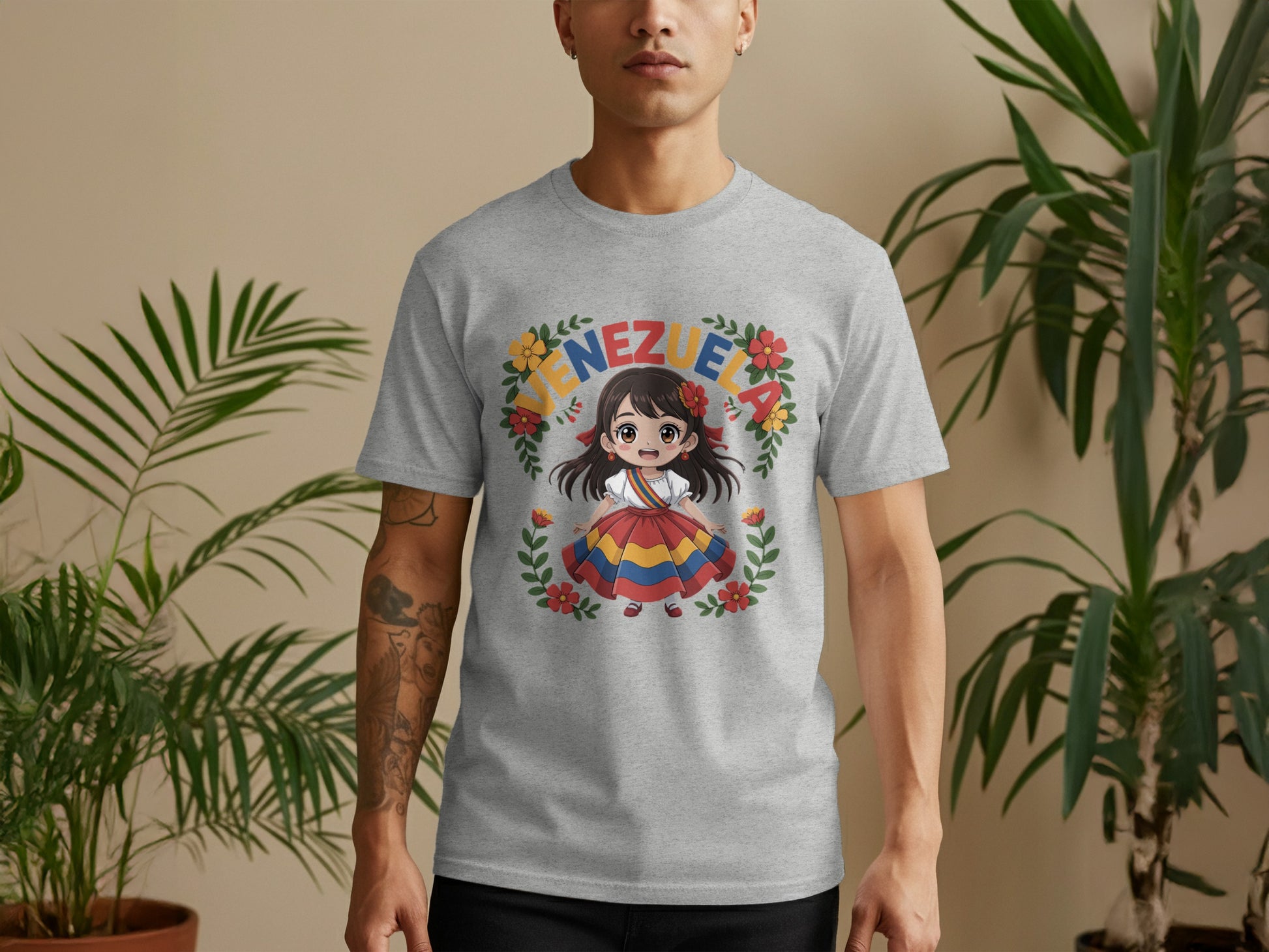 Colorful Venezuela Girl Art Graphic T-shirt product type