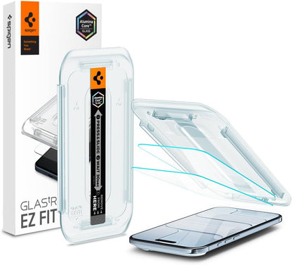 Spigen Glas.tR EZ Fit Screenprotector compatibel met iPhone 17 Pro/17, iPhone 16 Pro, 2 stuks, met sjabloon voor installatie, Case friendly, 9H Gehard Glas