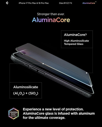 Spigen Glas.tR EZ Fit Screenprotector compatibel met iPhone 17 Pro/17, iPhone 16 Pro, 2 stuks, met sjabloon voor installatie, Case friendly, 9H Gehard Glas