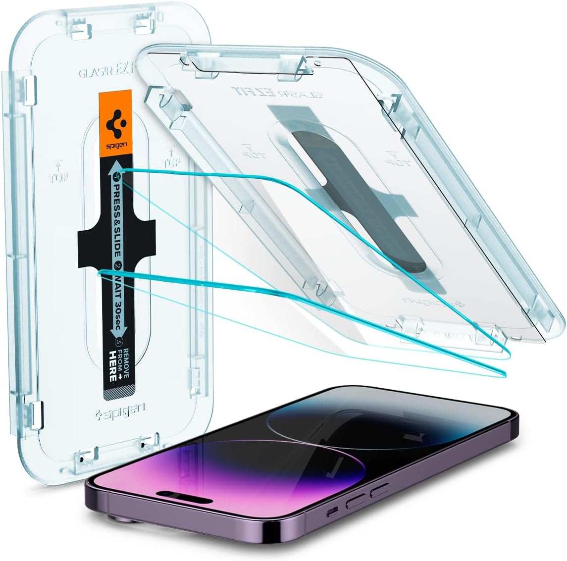Spigen Glas.tR EZ Fit Screenprotector compatibel met iPhone 17 Pro/17, iPhone 16 Pro, 2 stuks, met sjabloon voor installatie, Case friendly, 9H Gehard Glas