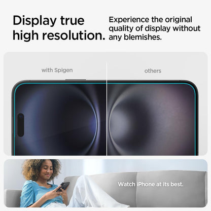 Spigen Glas.tR EZ Fit Screenprotector compatibel met iPhone 17 Pro/17, iPhone 16 Pro, 2 stuks, met sjabloon voor installatie, Case friendly, 9H Gehard Glas