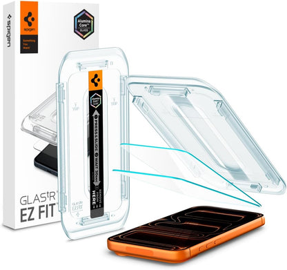 Spigen Glas.tR EZ Fit Screenprotector compatibel met iPhone 17 Pro/17, iPhone 16 Pro, 2 stuks, met sjabloon voor installatie, Case friendly, 9H Gehard Glas