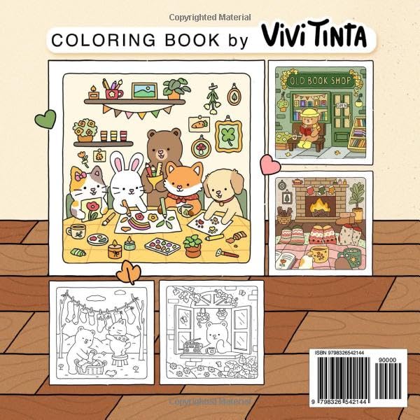 Fuzzy Hygge: Cute and Cozy Coloring Book for Adults & Teens Featuring Adorable Animals Characters for Stress Relief