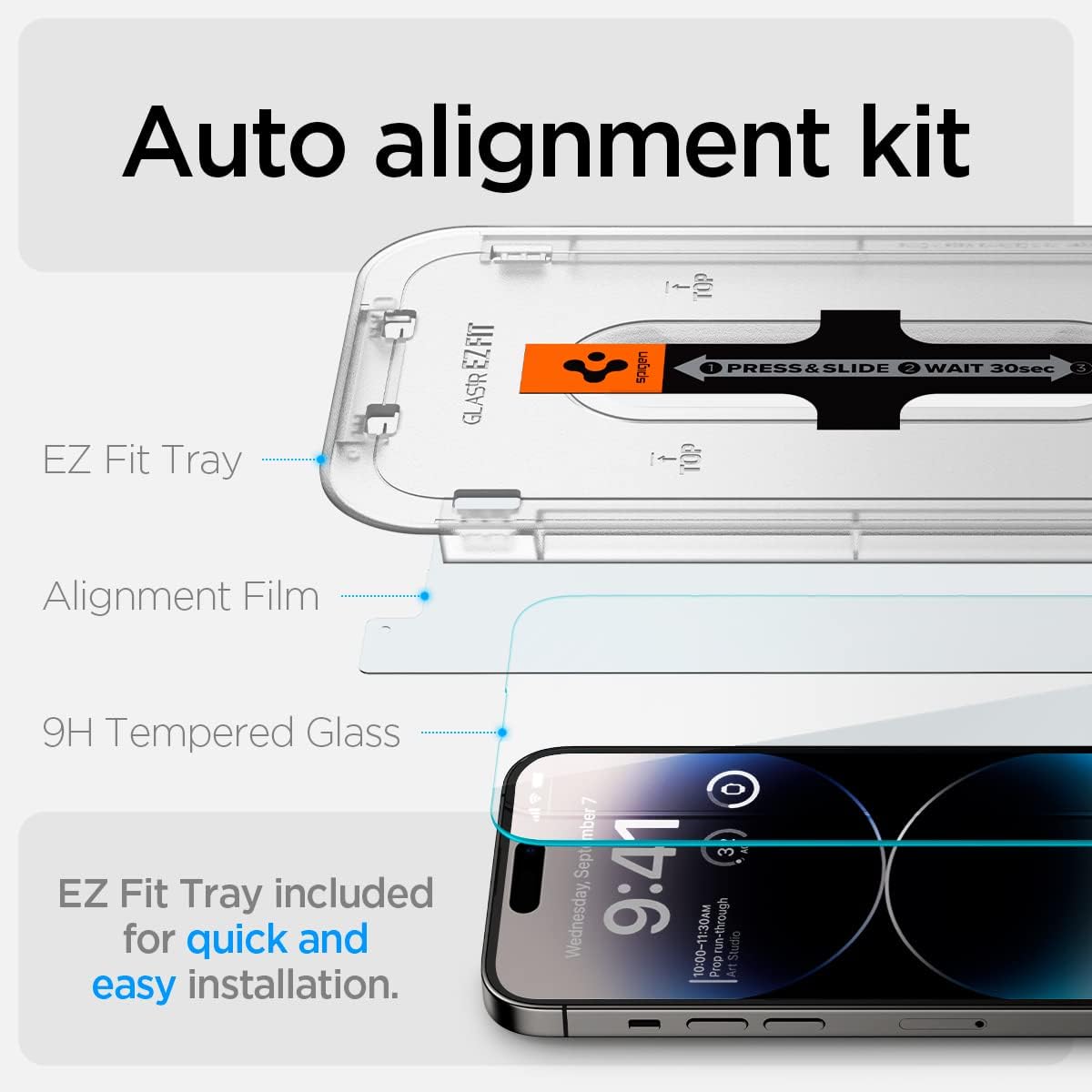 Spigen Glas.tR EZ Fit Screenprotector compatibel met iPhone 17 Pro/17, iPhone 16 Pro, 2 stuks, met sjabloon voor installatie, Case friendly, 9H Gehard Glas