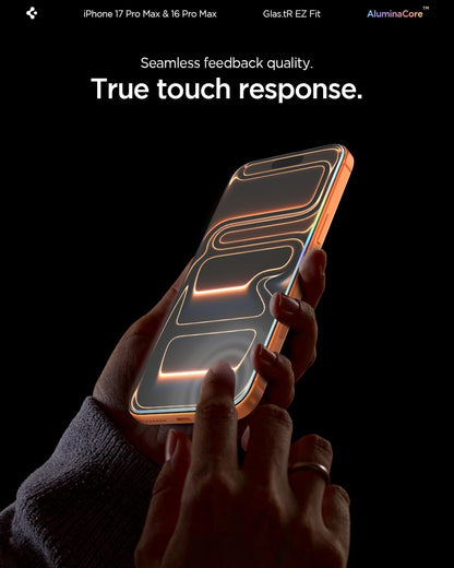 Spigen Glas.tR EZ Fit Screenprotector compatibel met iPhone 17 Pro/17, iPhone 16 Pro, 2 stuks, met sjabloon voor installatie, Case friendly, 9H Gehard Glas