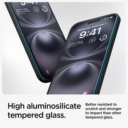 Spigen Glas.tR EZ Fit Screenprotector compatibel met iPhone 17 Pro/17, iPhone 16 Pro, 2 stuks, met sjabloon voor installatie, Case friendly, 9H Gehard Glas