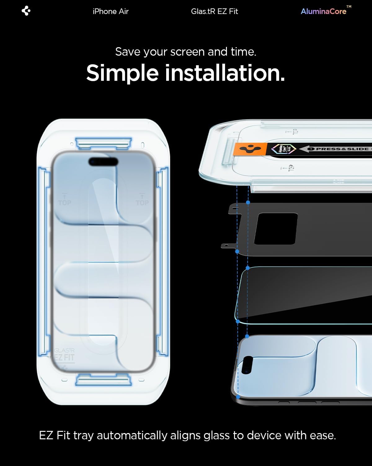 Spigen Glas.tR EZ Fit Screenprotector compatibel met iPhone 17 Pro/17, iPhone 16 Pro, 2 stuks, met sjabloon voor installatie, Case friendly, 9H Gehard Glas