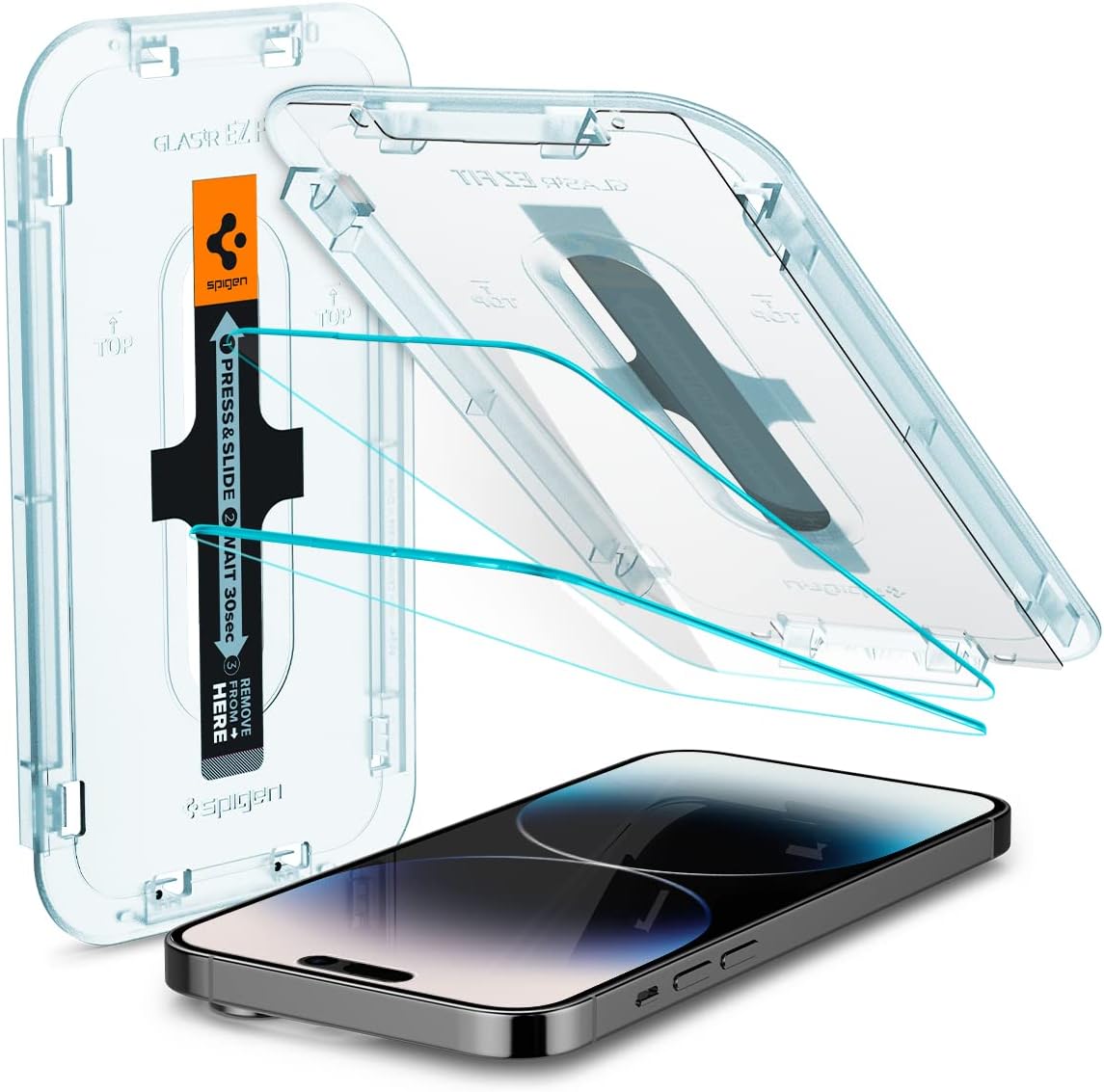 Spigen Glas.tR EZ Fit Screenprotector compatibel met iPhone 17 Pro/17, iPhone 16 Pro, 2 stuks, met sjabloon voor installatie, Case friendly, 9H Gehard Glas