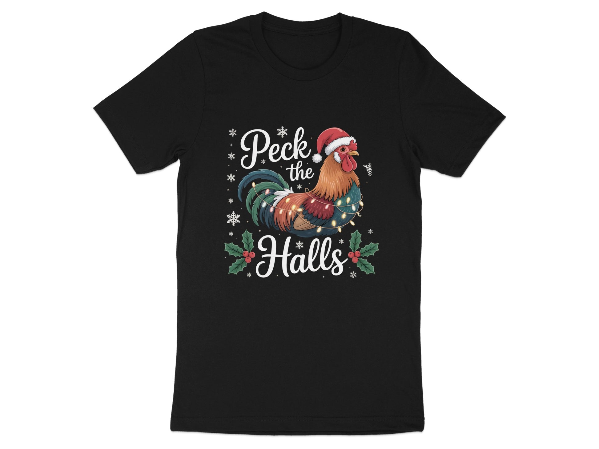 Christmas Peck the Halls Rooster Graphic T-Shirt product type
