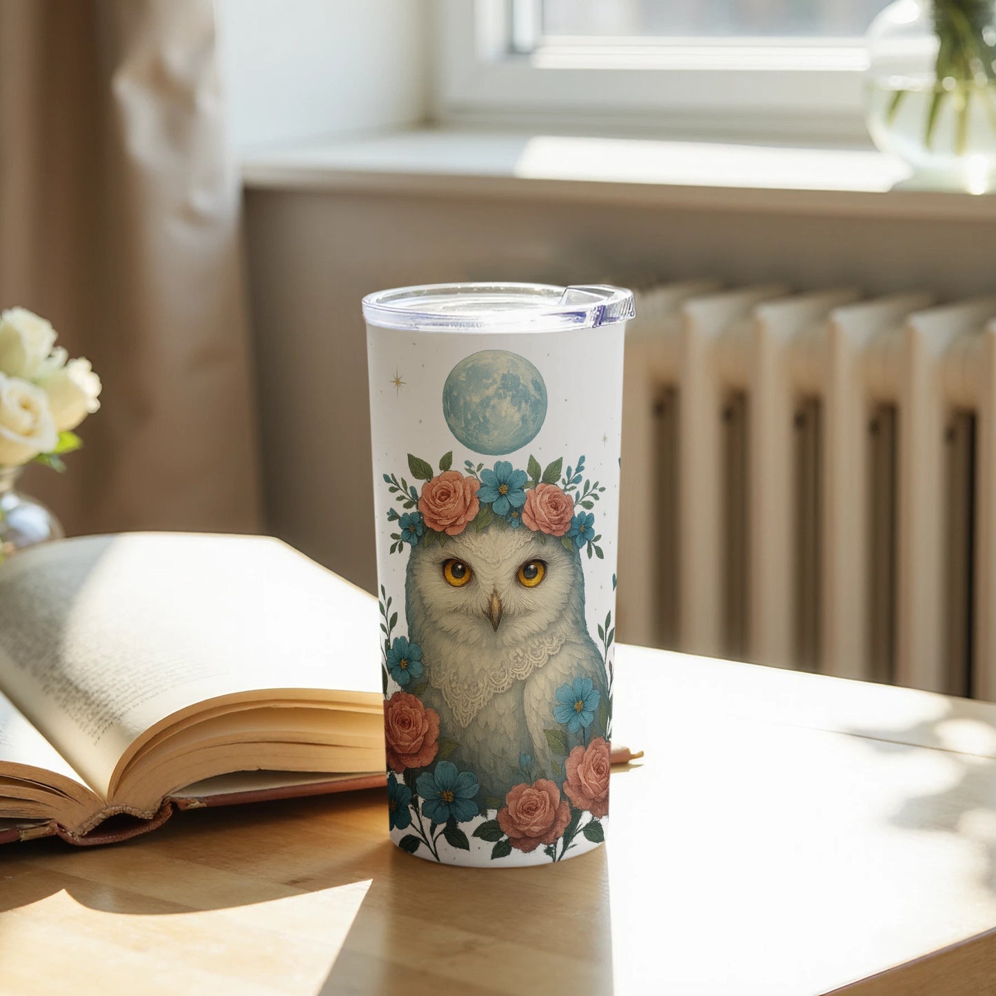 Floral Owl Design Insulated Tumbler Drinkware Product