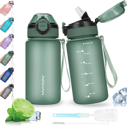 AOHAN 1 Litre Water Bottle with Leakproof Flip Lid BPA-Free Sports Drinking Bottle with Straw, Dishwasher Safe, Non-Toxic Water Bottle with Carry Strap