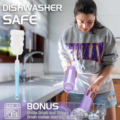 AOHAN 1 Litre Water Bottle with Leakproof Flip Lid BPA-Free Sports Drinking Bottle with Straw, Dishwasher Safe, Non-Toxic Water Bottle with Carry Strap