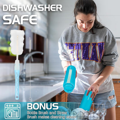 AOHAN 1 Litre Water Bottle with Leakproof Flip Lid BPA-Free Sports Drinking Bottle with Straw, Dishwasher Safe, Non-Toxic Water Bottle with Carry Strap