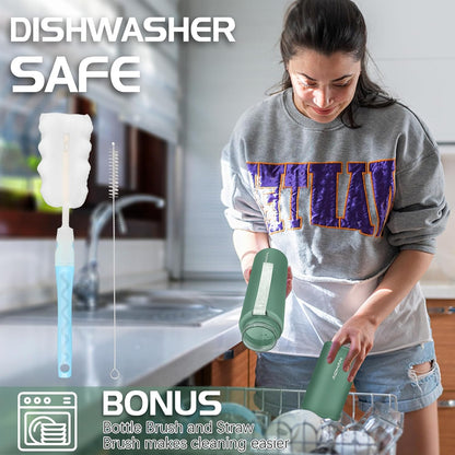 AOHAN 1 Litre Water Bottle with Leakproof Flip Lid BPA-Free Sports Drinking Bottle with Straw, Dishwasher Safe, Non-Toxic Water Bottle with Carry Strap