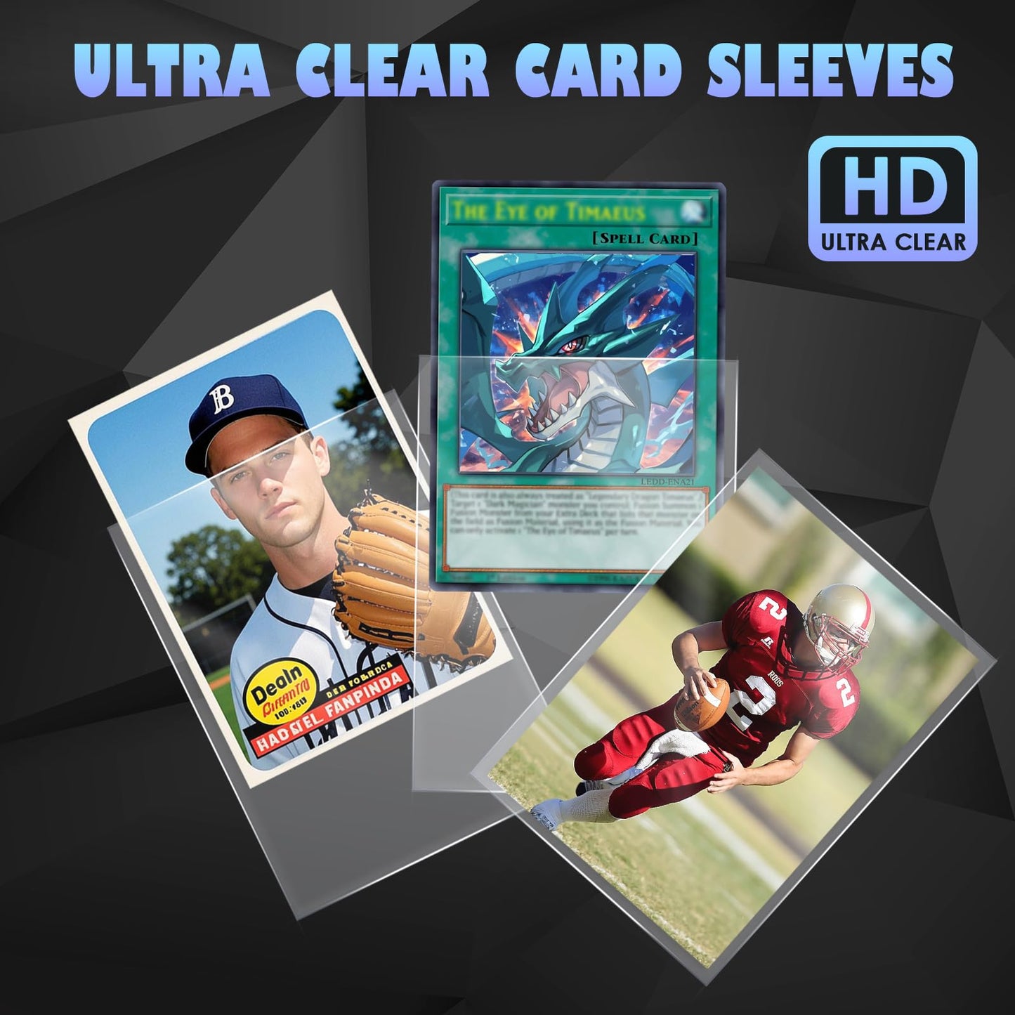 500 Counts Card Sleeves for Trading Cards, Soft Penny Card Sleeves Clear Plastic Card Protectors Fit for Baseball Card, Sports Cards, MTG Game Card Standard Cards