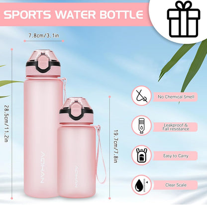 AOHAN 1 Litre Water Bottle with Leakproof Flip Lid BPA-Free Sports Drinking Bottle with Straw, Dishwasher Safe, Non-Toxic Water Bottle with Carry Strap