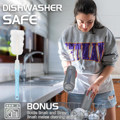 AOHAN 1 Litre Water Bottle with Leakproof Flip Lid BPA-Free Sports Drinking Bottle with Straw, Dishwasher Safe, Non-Toxic Water Bottle with Carry Strap