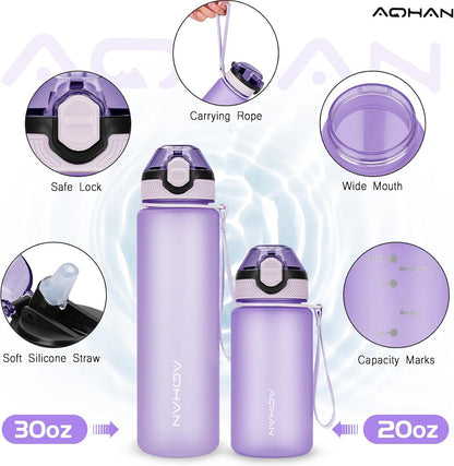 AOHAN 1 Litre Water Bottle with Leakproof Flip Lid BPA-Free Sports Drinking Bottle with Straw, Dishwasher Safe, Non-Toxic Water Bottle with Carry Strap