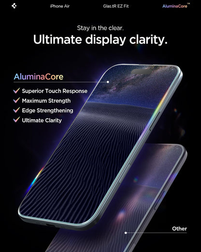 Spigen Glas.tR EZ Fit Screenprotector compatibel met iPhone 17 Pro/17, iPhone 16 Pro, 2 stuks, met sjabloon voor installatie, Case friendly, 9H Gehard Glas