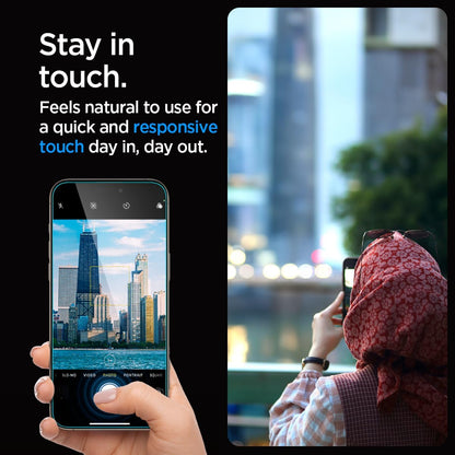 Spigen Glas.tR EZ Fit Screenprotector compatibel met iPhone 17 Pro/17, iPhone 16 Pro, 2 stuks, met sjabloon voor installatie, Case friendly, 9H Gehard Glas