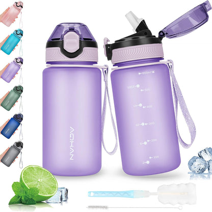 AOHAN 1 Litre Water Bottle with Leakproof Flip Lid BPA-Free Sports Drinking Bottle with Straw, Dishwasher Safe, Non-Toxic Water Bottle with Carry Strap